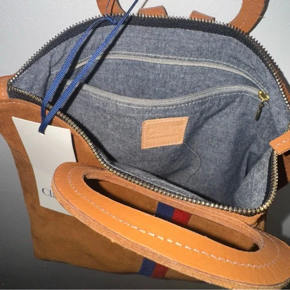 Clare V Marcelle Suede Backpack with Stripes